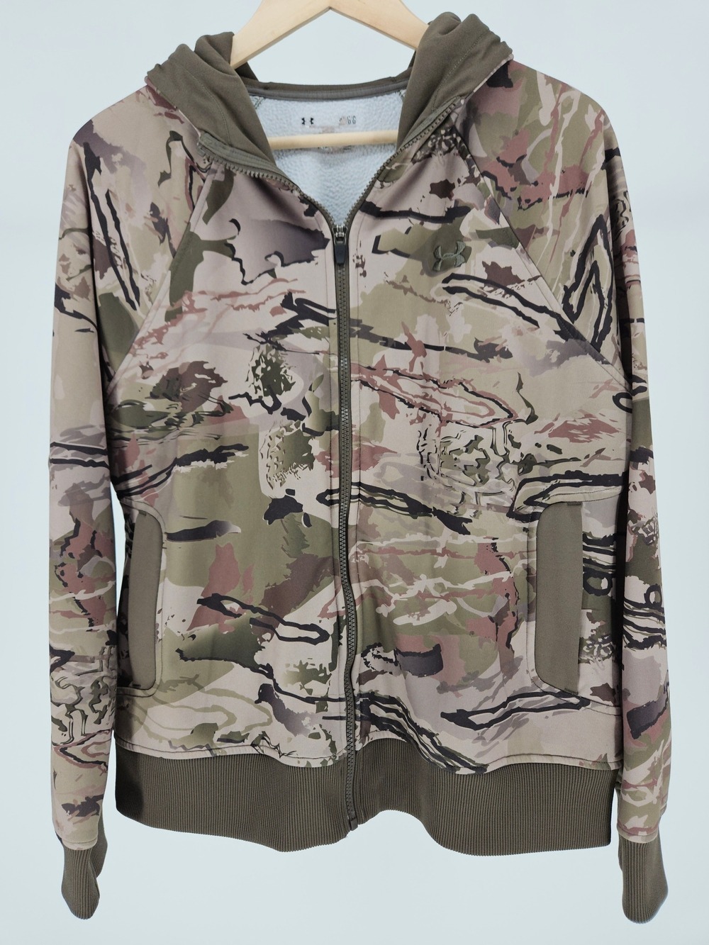 Under Armour ColdGear Camo Full Zip Hoodie LG Green Hunting Jacket